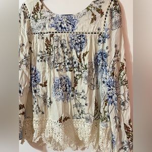 Maeve, white, floral print blouse